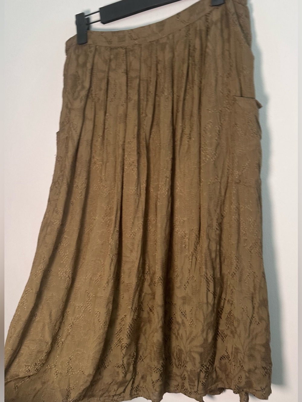 Massimo Dutti Embroidered Jacquard Wrap Midi Skirt M Boho Lagenlook Pockets - Picture 8 of 10